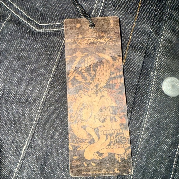 Ed Hardy Black Jacket with Vibrant Yellow Tattoo Inspired Skull Design NWT - Picture 7 of 10